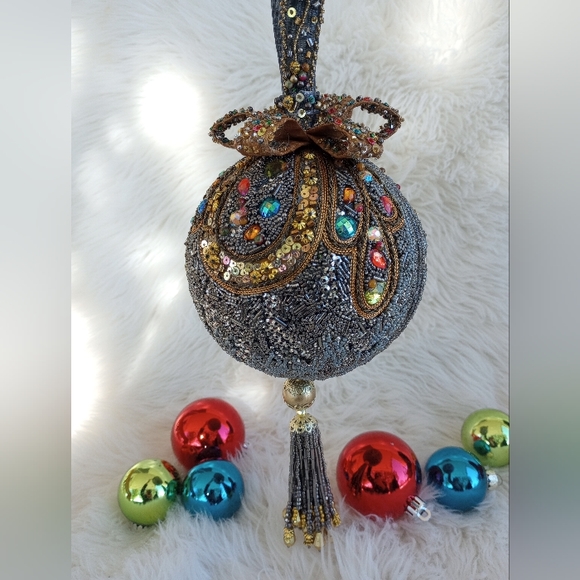 Mary Frances Adornment Beaded Christmas Ornament Wristlet
